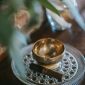 Tibetan singing bowl in cozy room